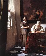 Jan Vermeer Lady Writing a Letter with Her Maid oil on canvas